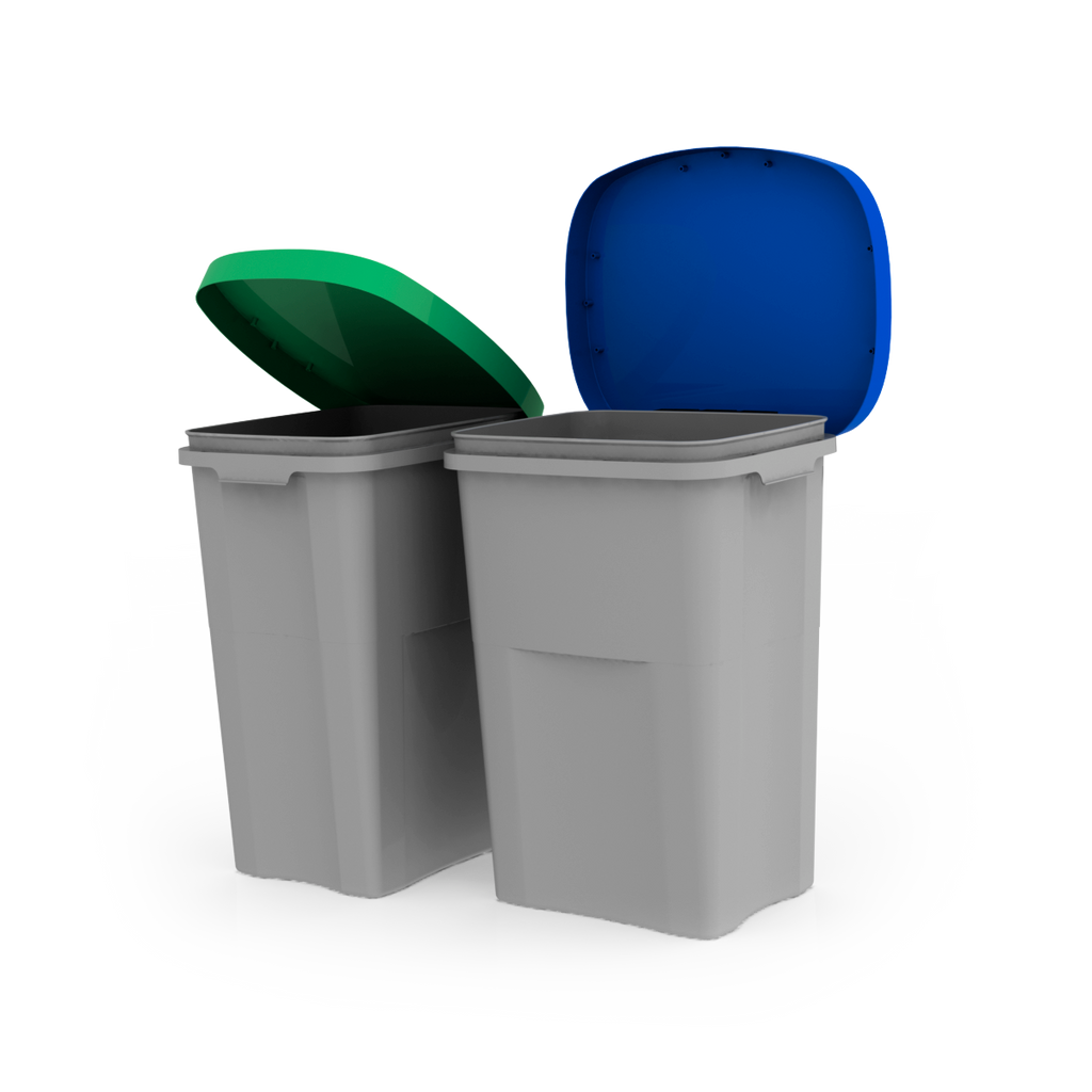EMgreen 50l recycle bin with green lid, 40 x 33 x 56,7 cm | made with recycled plastic